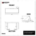 Messer MB60E bucket schematic: 60" wide front, 21 7/8" side height at 70°, and 3" bottom brace spacing.