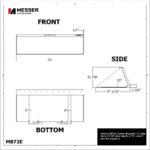 Messer MB72E bucket diagram: 72" wide front, 21 7/8" side height at 70°, and 3" bottom supports.