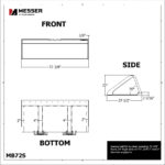 Messer MB72S bucket drawing: 72 3/8" front, 22" high side at 70°, with 2" and 4" bottom supports.