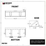 Blueprint of Messer MB78H bucket showing 78 1/2" front width, side height of 22 1/4" with a 70° angle, and bottom supports spaced at 2" and 4"