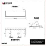 Messer MB78S bucket blueprint with 78 3/8" front, 22" high side at 70°, and 2" and 4" bottom support spacing.