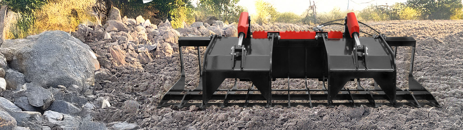 Rock grapple hydraulic attachment for skid loaders by Messer Attachments