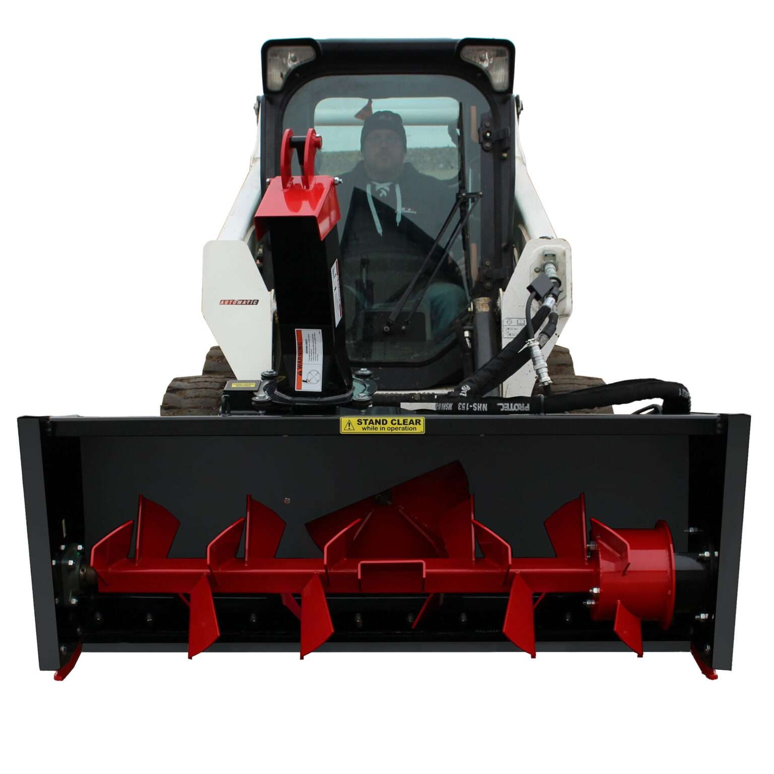 Messer Attachments High Flow Snow Blower Front view with Skid Loader 72 inch wide