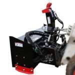 Standard flow messer snow blower left back view on skid loader by messer attachments